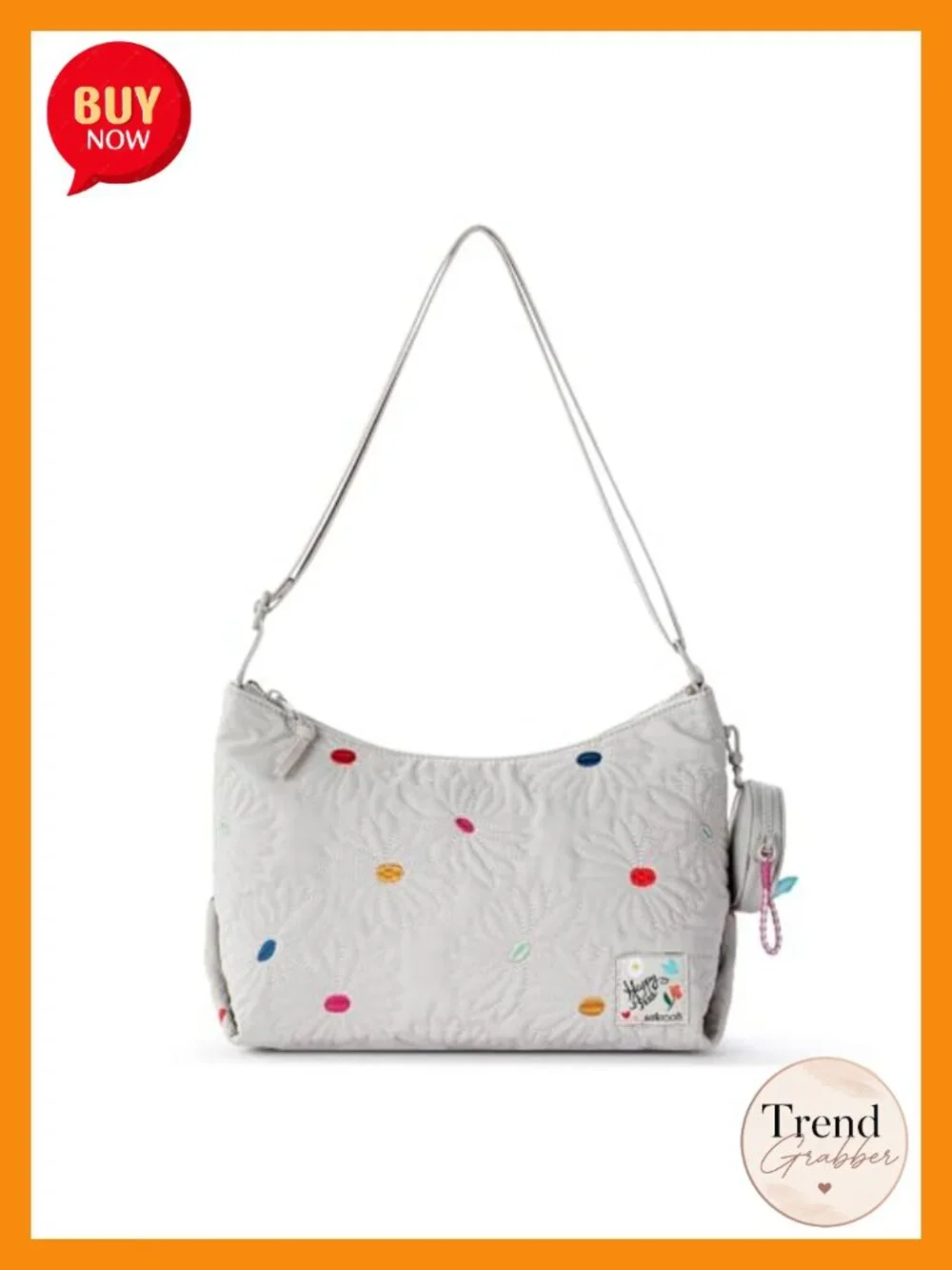 Eco-Twill Hobo Bag with Zipper Closure & Detachable Key Dangle